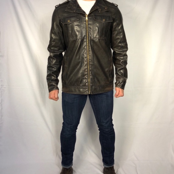 Rivet dark brown leather jacket (medium) - Picture 8 of 8